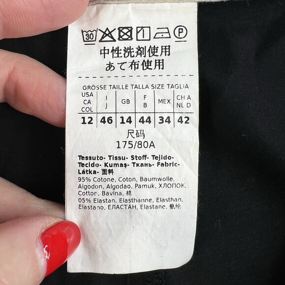 Max Mara Studio Sz 12 Cotton Cropped Trousers Pants Black Pleated Front Italy - Picture 10 of 16